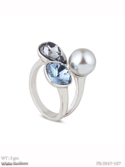 Western Finger Ring with Pearls in White Finish, photo 2 of 2