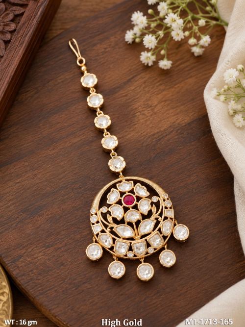 Traditional Kundan Floral Maang Tikka Fancy Designer