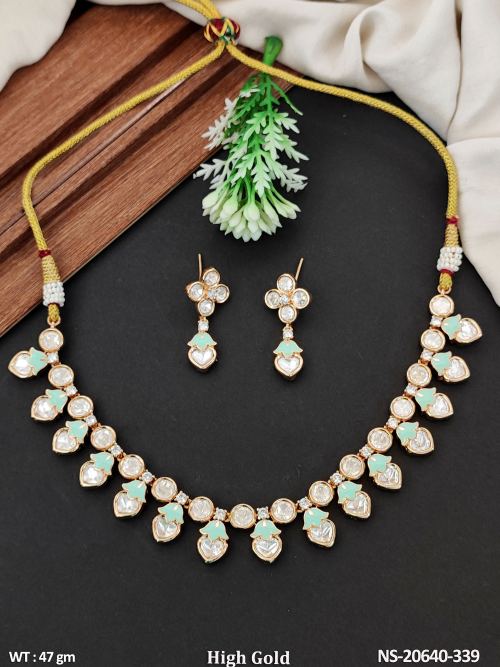 Designer Kundan Gold Polish Necklace Set