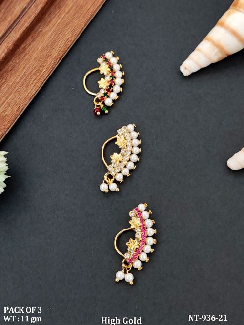 Designer Floral Maharashtrian Nose Ring Set for Women