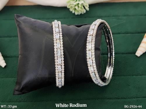 White Finish AD Bangle Set for Women
