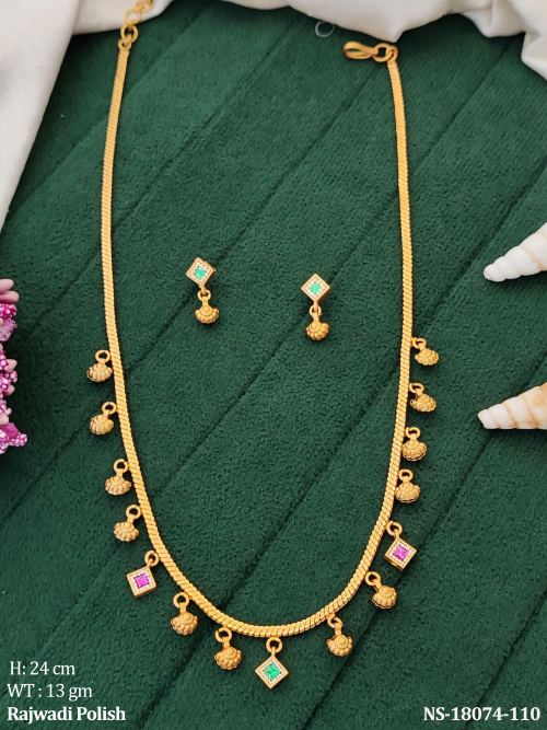 Antique Necklace Set with Stone Work in Rajwadi Finish