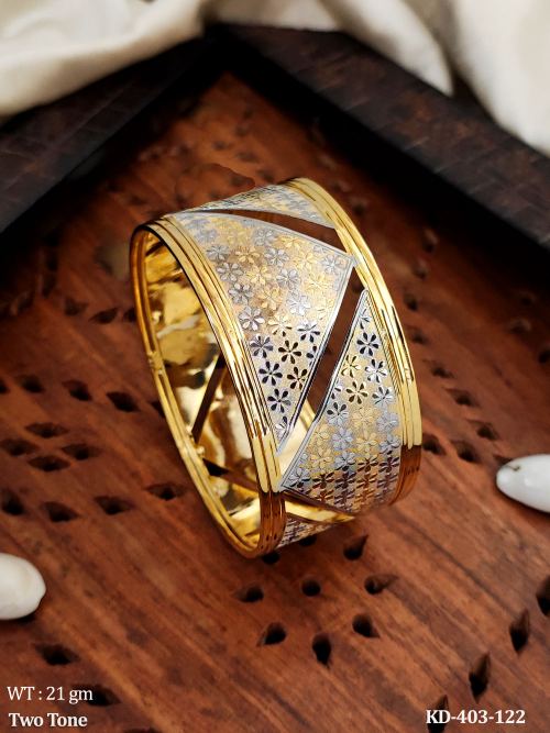 Floral Kada Bracelet in Two-Tone Finish