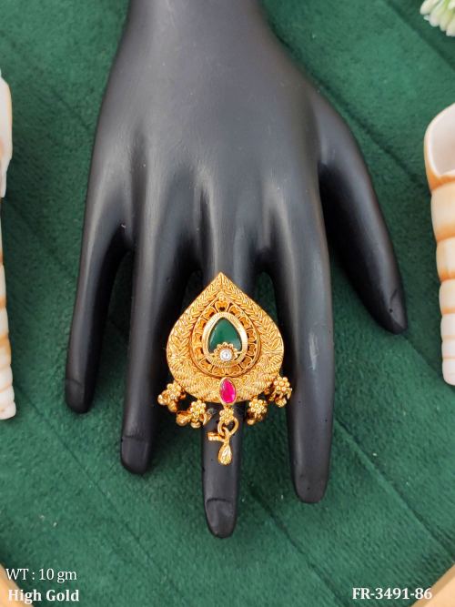 Classic High Gold Temple Jewelry Fancy Finger Ring