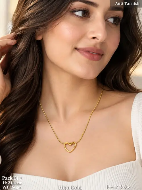 Beautiful Designer Heart Chain Necklace Anti Tarnish