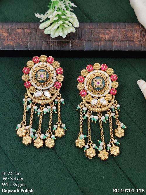 Charm Stone-Studded Earrings for Women in Mint Green, photo 2 of 2