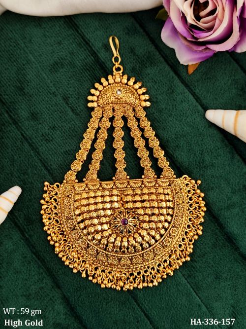 Antique Designer High Gold Clustered Pearl Hair Accessories  