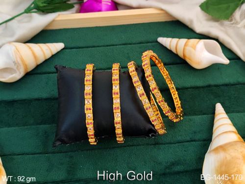 Graceful Stone-Studded Bangle Set