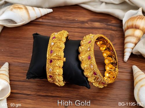 Graceful Antique Stone-Studded Bangles Set of 2