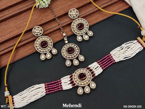 Antique Necklace Set in Mehendi Finish for Women in Rani, photo 4 of 6