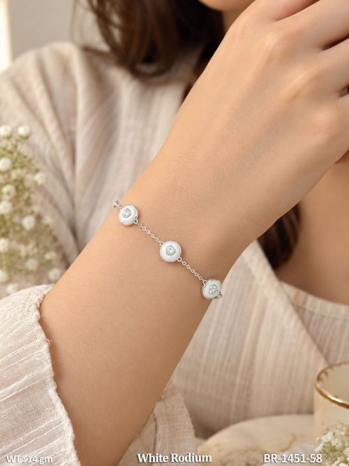 Elegant AD Heart Design White Rodium Bracelet
