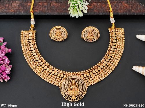Stone-Studded Lakshmi Necklace Set