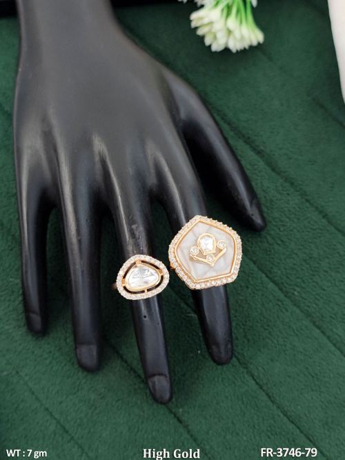 Classic Stone-Studded Ring in White, photo 4 of 5
