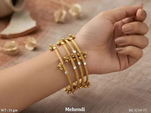 Mehendi Polish Ghungroo Antique Bangles for Women