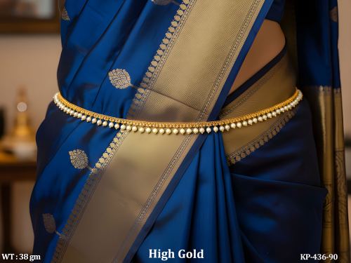 Classic High Gold Look Bridal Pearl Kamarpatta