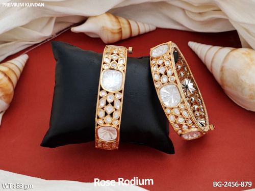 Kundan Bangles in Rose Finish for Women Set of 2, photo 5 of 6