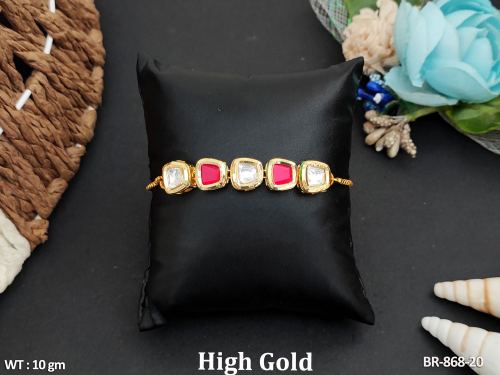 Classic Kundan Bracelet with Stone Work in Ruby, photo 3 of 10