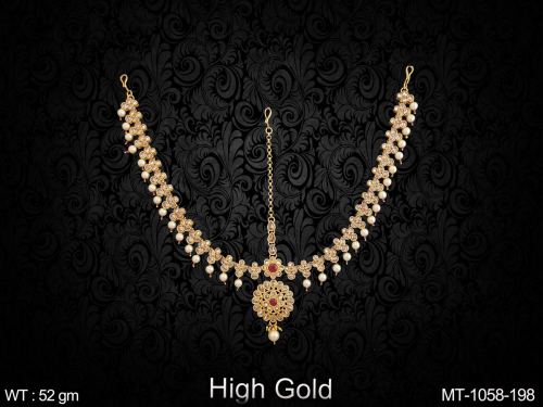 Stone-Studded South Indian Maang Tikka in Ruby, photo 2 of 2