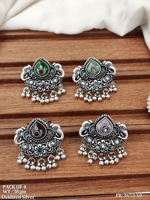 Designer Oxidized Silver Floral Adjustable Finger Ring