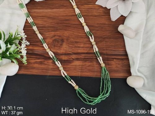 Party Wear Antique Mala with Beads in Bottle Green, photo 15 of 15