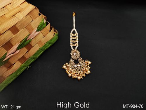 South Indian Tassel Maang Tikka with Pearls