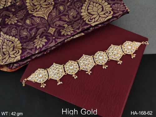High Gold Polish Fancy Party wear Beautiful Hair Accessories Sheeshphool Kundan Matha Patti
