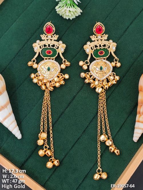 Stone-Studded Peacock Earrings in Green, photo 2 of 4