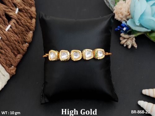 Classic Kundan Bracelet with Stone Work in White, photo 4 of 10