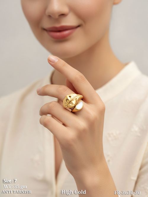 Elegant High Gold Open Style Statement Ring