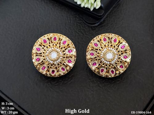 Party Wear Stud Earrings for Women in Ruby, photo 3 of 6