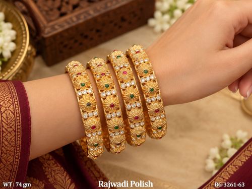 Rajwadi Finish Kundan Bangles for Women Set of 4