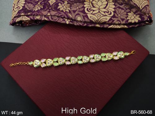 Classic Kundan Bracelet in Mint Green Pink, photo 13 of 13