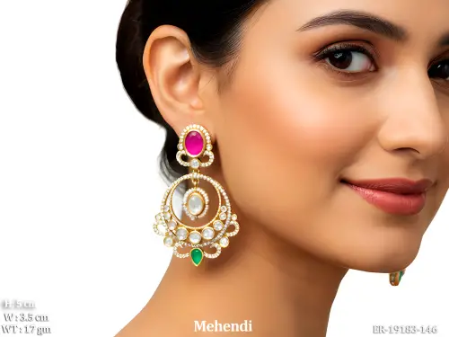 Kundan Drop Earrings with Pearls