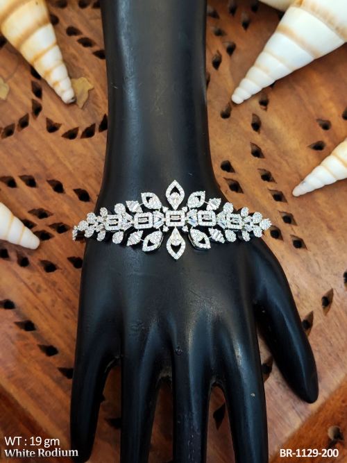 AD CZ Stone White Rodium Polish Bracelets  