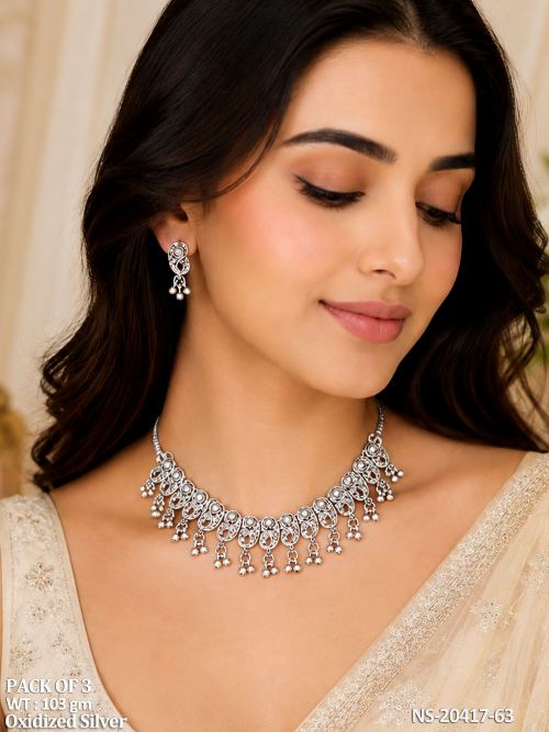 Oxidized Silver Necklace Set Combo Pack of 3