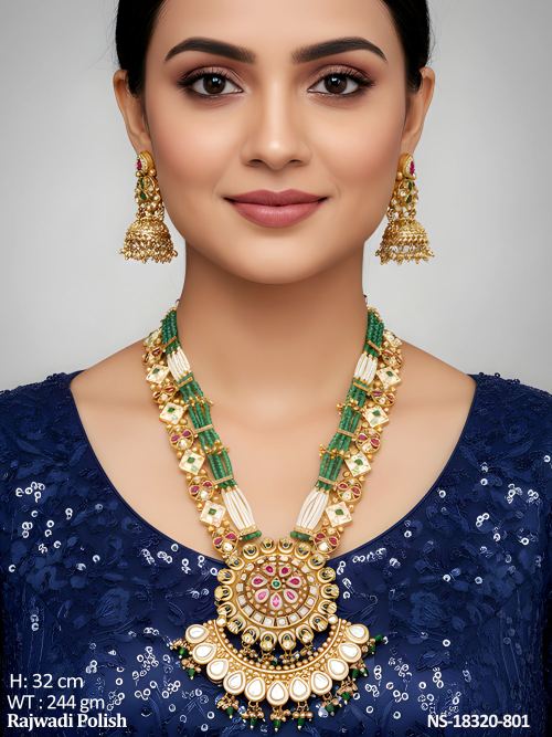 Kundan Necklace Set in Rajwadi Finish for Women