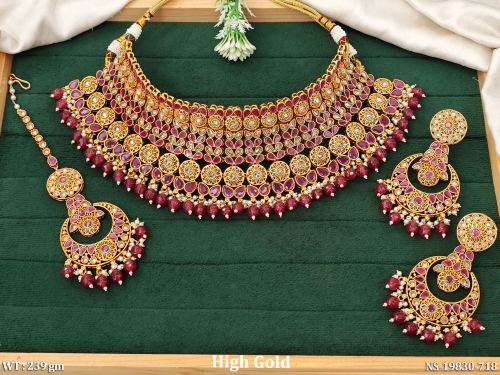 Temple Jewellery Set with Pearls in Ruby, photo 5 of 6