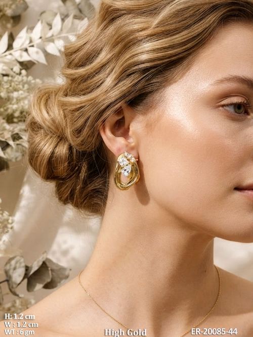 Designer Full Stone High Gold Earrings