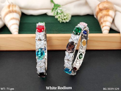 White Finish AD Bangles for Women Set of 2, photo 2 of 3