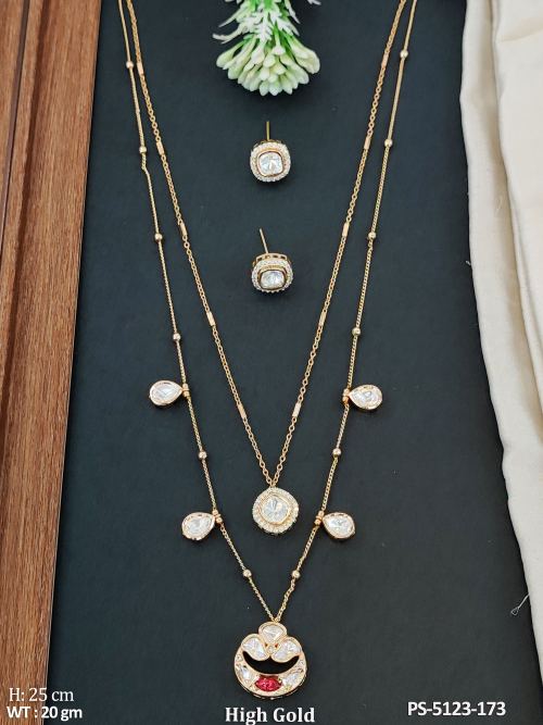Traditional High Gold Kundan Layered Pendant Set for Women