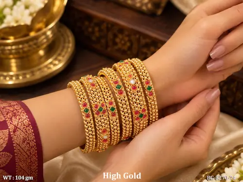 Stone-Studded Traditional Bangles for Women Set of 6 — video