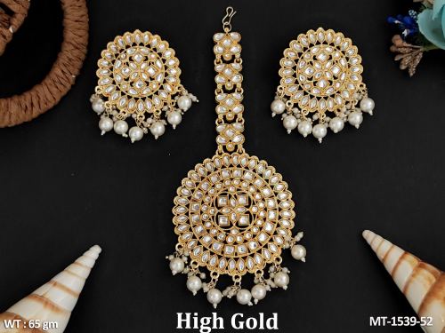 Antique Jewellery Designer High Gold Polish Fancy Style Maang Tikka  