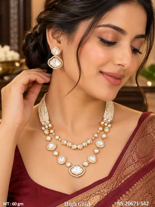 Traditional Kundan High Gold  Necklace Set with Matching Earrings