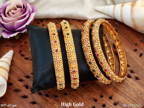 Classic Antique Stone-Studded Bangle Set