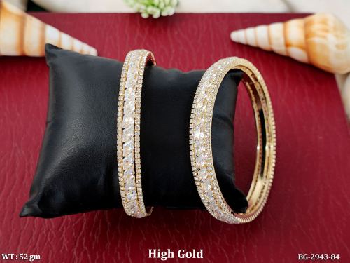 Classic White Bangles with American Diamond Stones Set of 2, photo 2 of 2