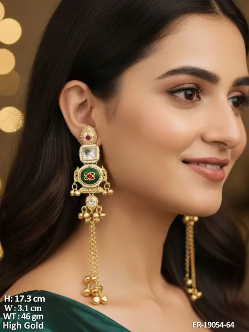 Long Stone-Studded Earrings for Women