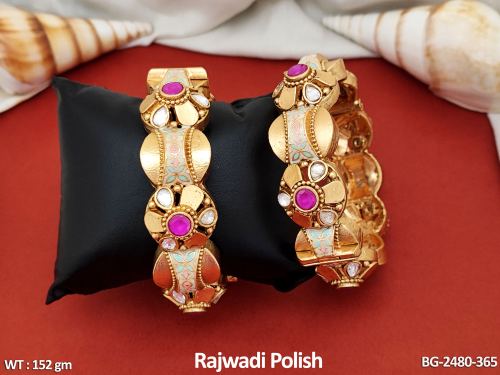 Party Wear Antique Bangles with Stone Work Set of 2