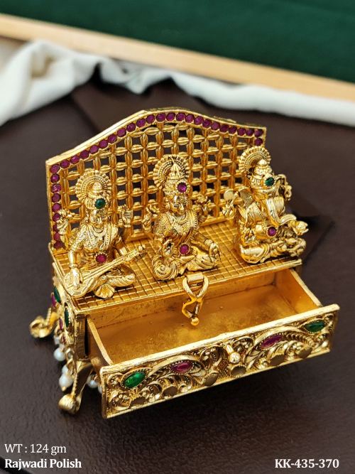 Lakshmi Stone-Studded Kumkum Box, photo 3 of 4