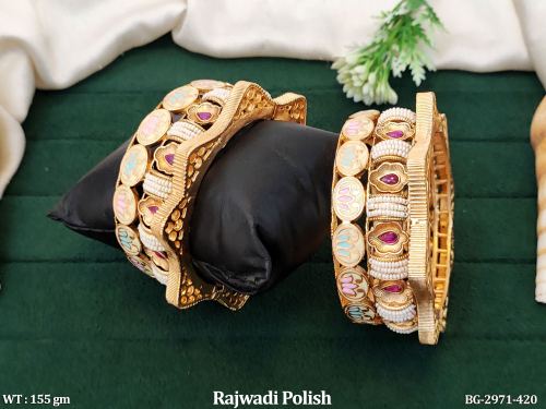 Rajwadi Finish Stone-Studded Bangles for Women