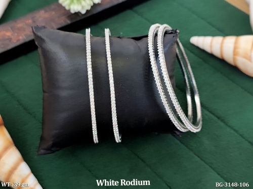 American Diamond White Rhodium Bangles Set